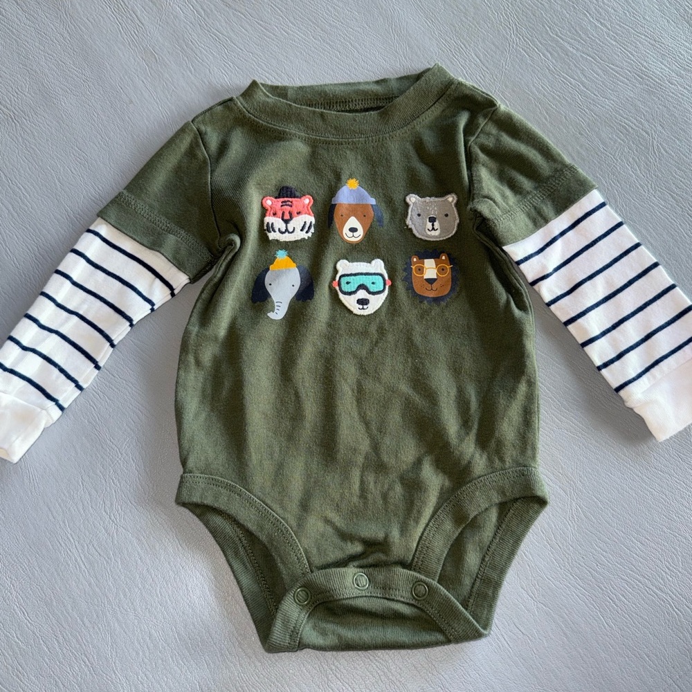 Carter's Green Bodysuit with Animal Faces